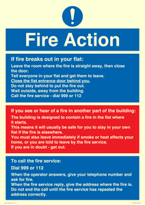 Fire action notice Stay Put message